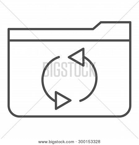 Folder Refresh Thin Line Icon. Update Folder Vector Illustration Isolated On White. Computer Folder 