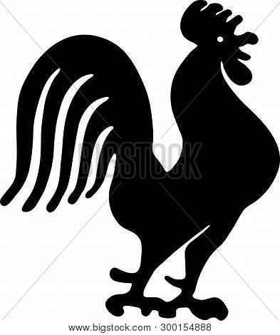 Rooster Silhouette - Retro Art Ad Illustration