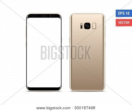 Realistic vector flat mock-up smartphone with blank screen isolated on white background. Scale image any resolution