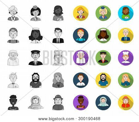 People Of Different Professions Mono, Flat Icons In Set Collection For Design. Worker And Specialist