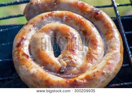 Fried Twisted Sausages Kupaty Grilled Cooking On The Grill
