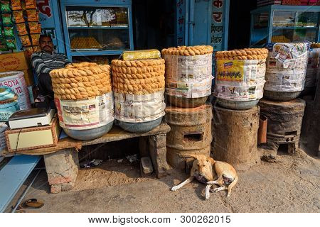 Sambhar, India - February 05, 2019: Indian Traditional Sweet Food Fini Or Pheni On The Street. Rajas