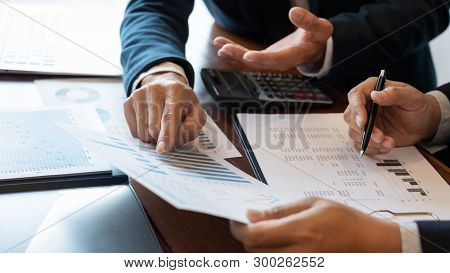 Business Corporate Team Brainstorming, Planning Strategy Having A Discussion Analysis Investment Res