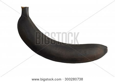 Black Banana Isolated At White Background. Ugly Fruit