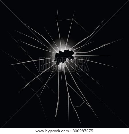 Broken Glass Vector Illustration On Black Background