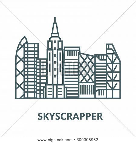 Skyscrapper Vector Line Icon, Linear Concept, Outline Sign, Symbol