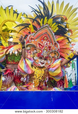 Bacolod , Philippines - Oct 28 : Participants In The Masskara Festival In Bacolod Philippines On Oct