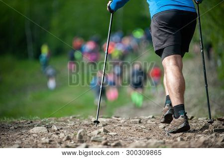 Perun Sky Marathon. Runners In Climb On Javorovy Hill.