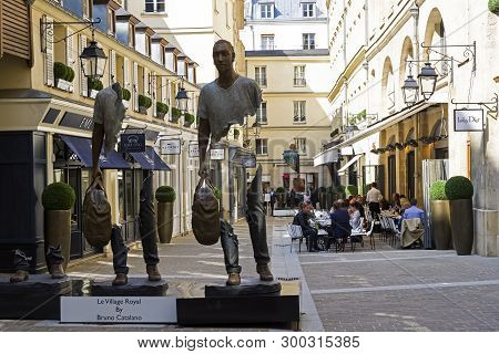 Paris, France - September 3, 2018: Street Exposure Of The Artworks Of Bruno Catalano On The Parisian