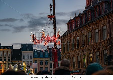 Lille,france-may 04,2019: People In Carnival Costumes On The Eldorado Lille 3000 Parade.lille 3000 I