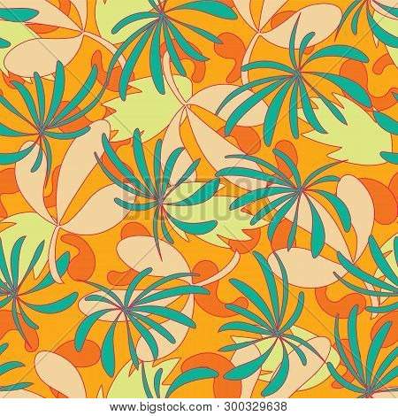Vector Abstract Tropical Foliage Seamless Pattern Background.