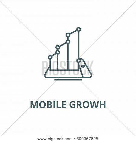 Mobile Smartphone Growh Vector Line Icon, Linear Concept, Outline Sign, Symbol