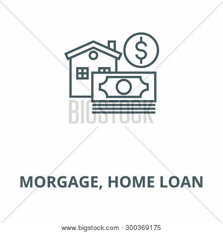Morgage, Home Loan Vector Line Icon, Linear Concept, Outline Sign, Symbol