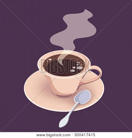 A Cup Of Hot Freshly Brewed Coffee On A Dark Background