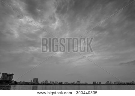 Skyline Of Hanoi At Truc Bach Lake. The Capital Of Vietnam