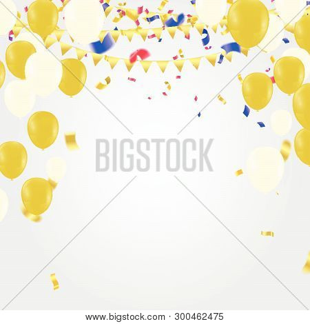 Birthday Balloon And Celebration Banner Party Happy New Year Celebration Festival Background. Nye