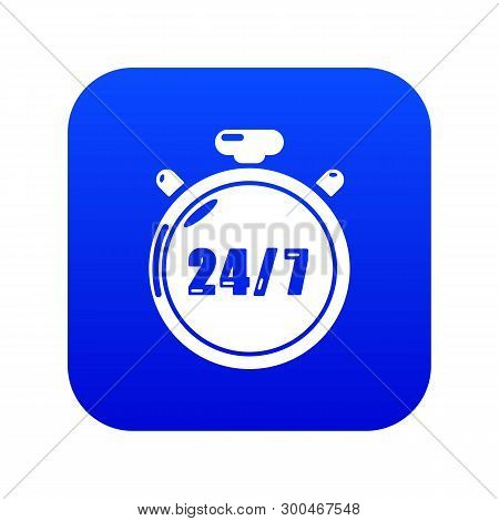 Stopwatch Icon Blue Vector Isolated On White Background