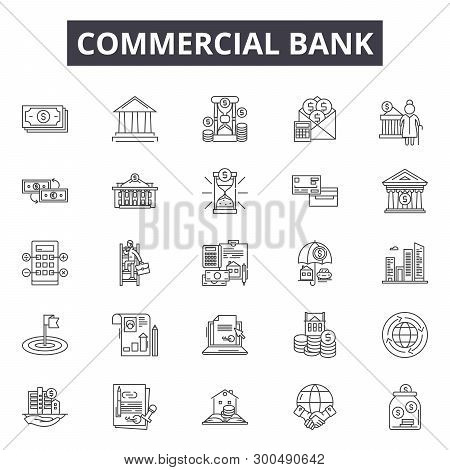 Commercial Bank Line Icons, Signs, Vector Set, Linear Concept, Outline Illustration