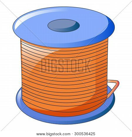 Orange Cable Coil Icon. Cartoon Of Orange Cable Coil Vector Icon For Web Design Isolated On White Ba