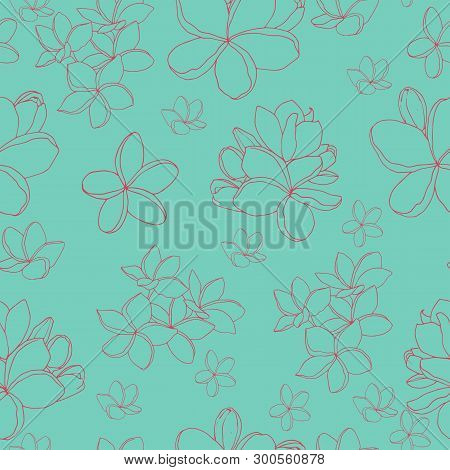 Simple Floral Seamless Pattern With  Hand Drawn Plumeria Flowers