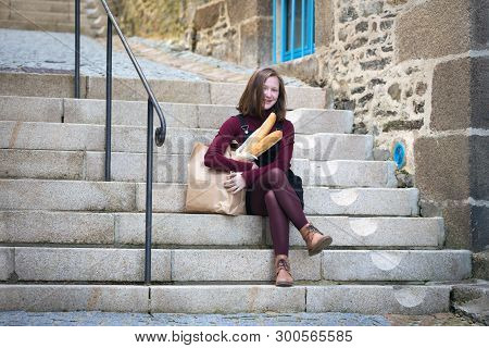 French Girl With Baguettes