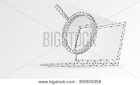 Magnifying Glass On Laptop Screen. Business, Internet Surfing, Analysis, Search Symbol. Abstract Dig
