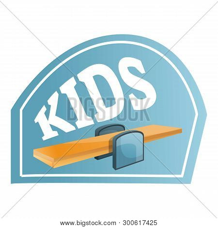 Kids Wood Seesaw Logo. Cartoon Of Kids Wood Seesaw Logo For Web Design Isolated On White Background