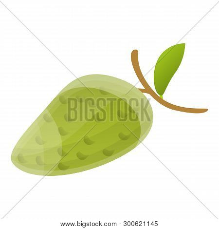 Soursop On Branch Icon. Cartoon Of Soursop On Branch Icon For Web Design Isolated On White Backgroun
