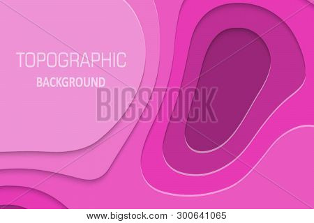 Geometric Paper Cut Background, Topography Map Cpncept. Vector Illustration