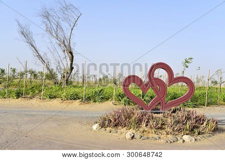 Love Lake At Al Qudra, Manmade Lake At The Al Qudra Desert, Dubai, United Arab Emirates