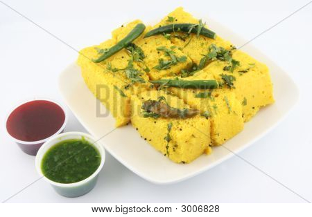 Dhokla com Chutney