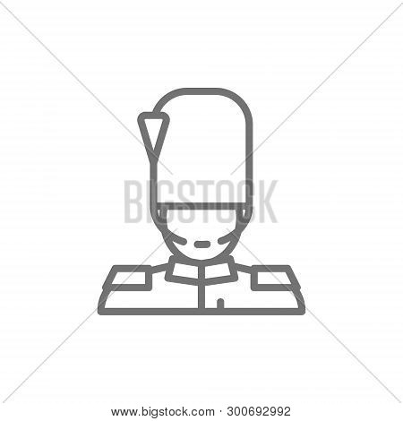 England Royal Guard, Guardsman, Soldier Line Icon.