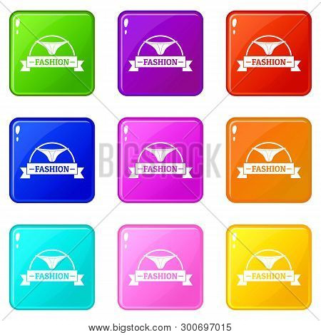Underpant Fashion Icons Set 9 Color Collection Isolated On White For Any Design