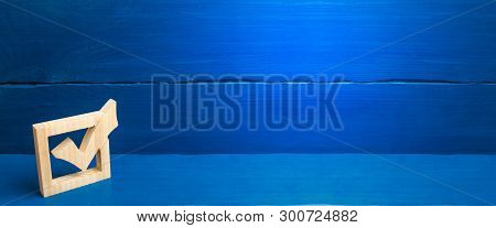 Election Of The President Or Government. Democracy, Development, Civil Initiative. A Wooden Checkmar