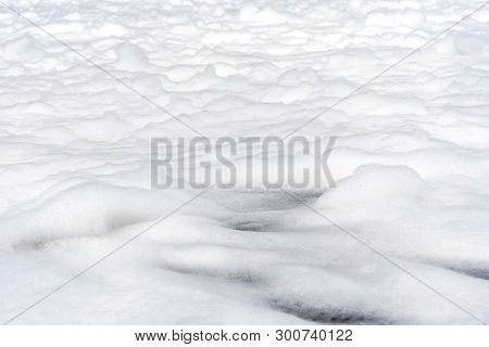 Lots Of Fire-fighting Foam. Fre-fighting Foam Texture Close Up.