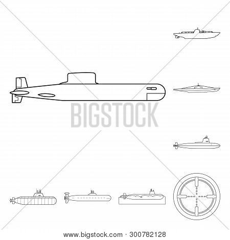 Vector Illustration Of Boat And Navy Logo. Set Of Boat And Deep   Vector Icon For Stock.