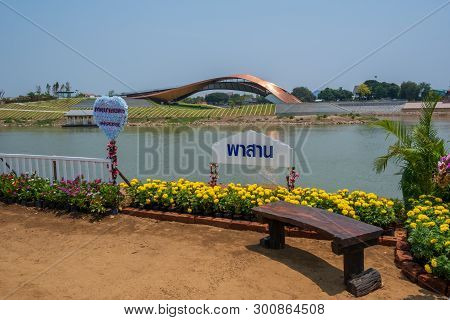 Nakhon Sawan, Thailand - April 12, 2019: View Of Pasan, The Memorial Building For The Origin Of Chao