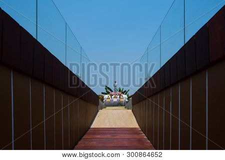 Nakhon Sawan, Thailand - April 12, 2019: View Of Pasan, The Memorial Building For The Origin Of Chao