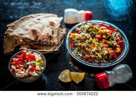 Popular Indian & Asian Lunch Dish I.e. Bheja Fry Or Brain Fry In A Glass Plate Along With Salt And B