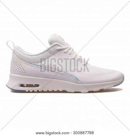 Vienna, Austria - August 30, 2017: Nike Air Max Thea Premium White Sneaker On White Background.