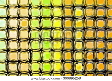 Set Of Many Can Of Yellow And Green Fingernail Polish