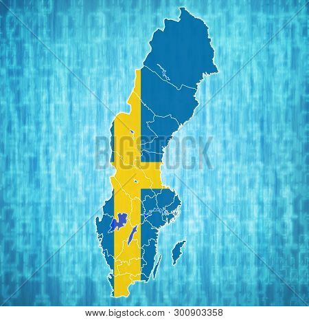 Flag Of Sweden On Map Of Swedish Counties