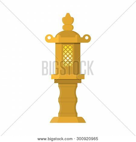 Japanese Lantern Toro Isolated On White Background. Traditional Lighting Equipment Of Japan Made Of 