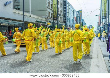 May 12, 2019 - Vancouver, Canada: Falun Dafa Members In Parade On Granville Street In Vancouver On M