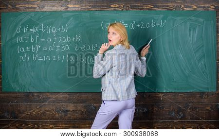 I Know The Answer. Study And Education. Modern School. Knowledge Day. Teacher On School Lesson At Bl