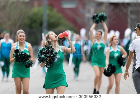 New Orleans, Louisiana, Usa - February 23, 2019: Mardi Gras Parade, The Tulane University Marching B