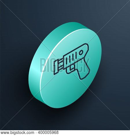 Isometric Line Police Electric Shocker Icon Isolated On Black Background. Shocker For Protection. Ta