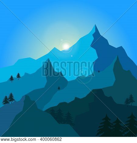 Mountain View Vector Illustration For Background Or Poster