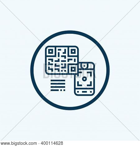 Qr Code Scanning Or Capture Mobile Phone. Read Bar Code, Mobility, Generating App, Coding. Icon Reco
