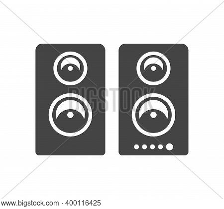 Loudspeakers, Dynamic System Bold Black Silhouette Icon Isolated On White. Audio Device.